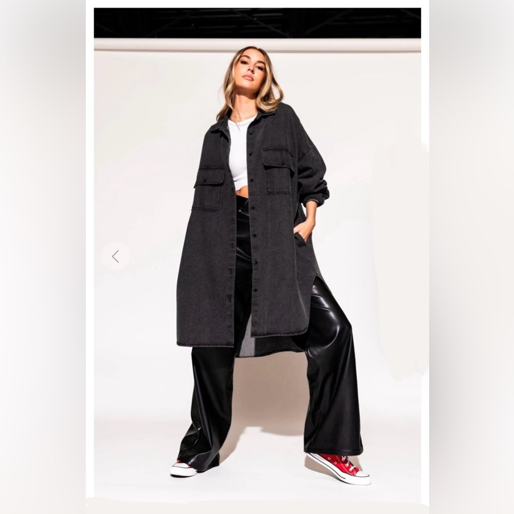 Dressed in LALA: Betty Denim Grunge Shirt Jacket in Black